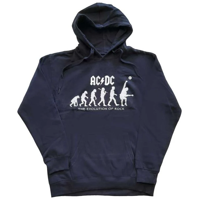 ACDC - Pullover Navy Hoodie (Evolution Of Rock) - 100% Official Merchandise
