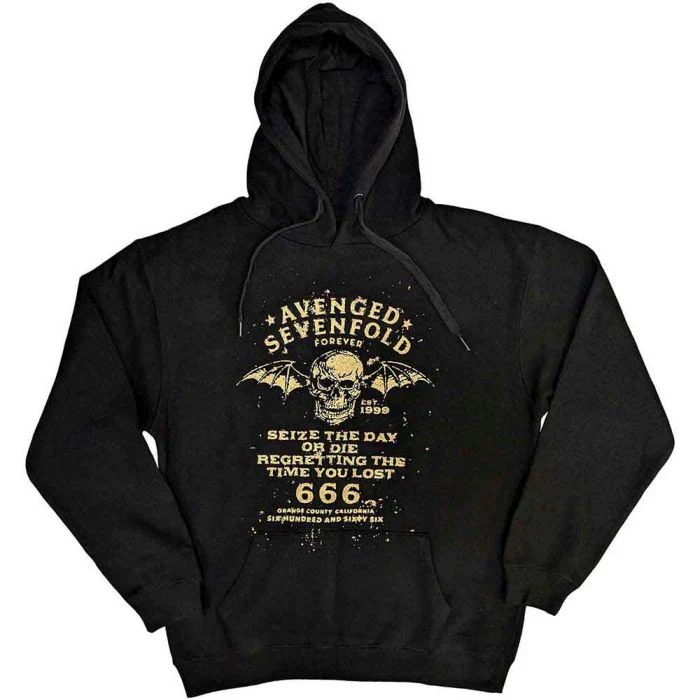 Avenged Sevenfold - Pullover Black Hoodie (Seize The Day) - 100% Official Merchandise
