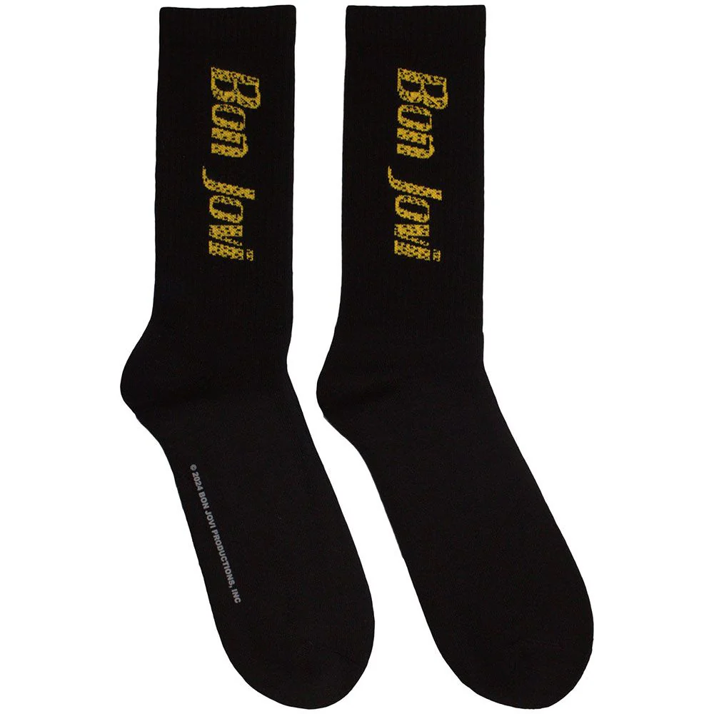 Bon Jovi - Crew Socks (Fits Sizes 7 to 11) - Yellow Logo