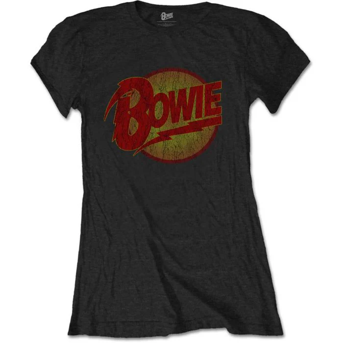 Bowie, David - Vintage Logo Womens Fitted Black Shirt - 100% Official Merchandise