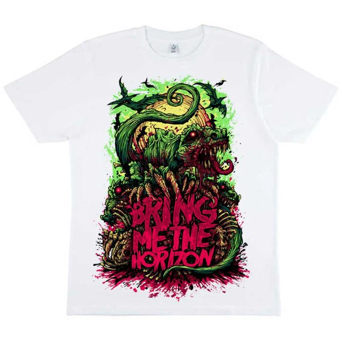 Bring Me The Horizon - Dinosaur White Shirt - 100% Official Merchandise