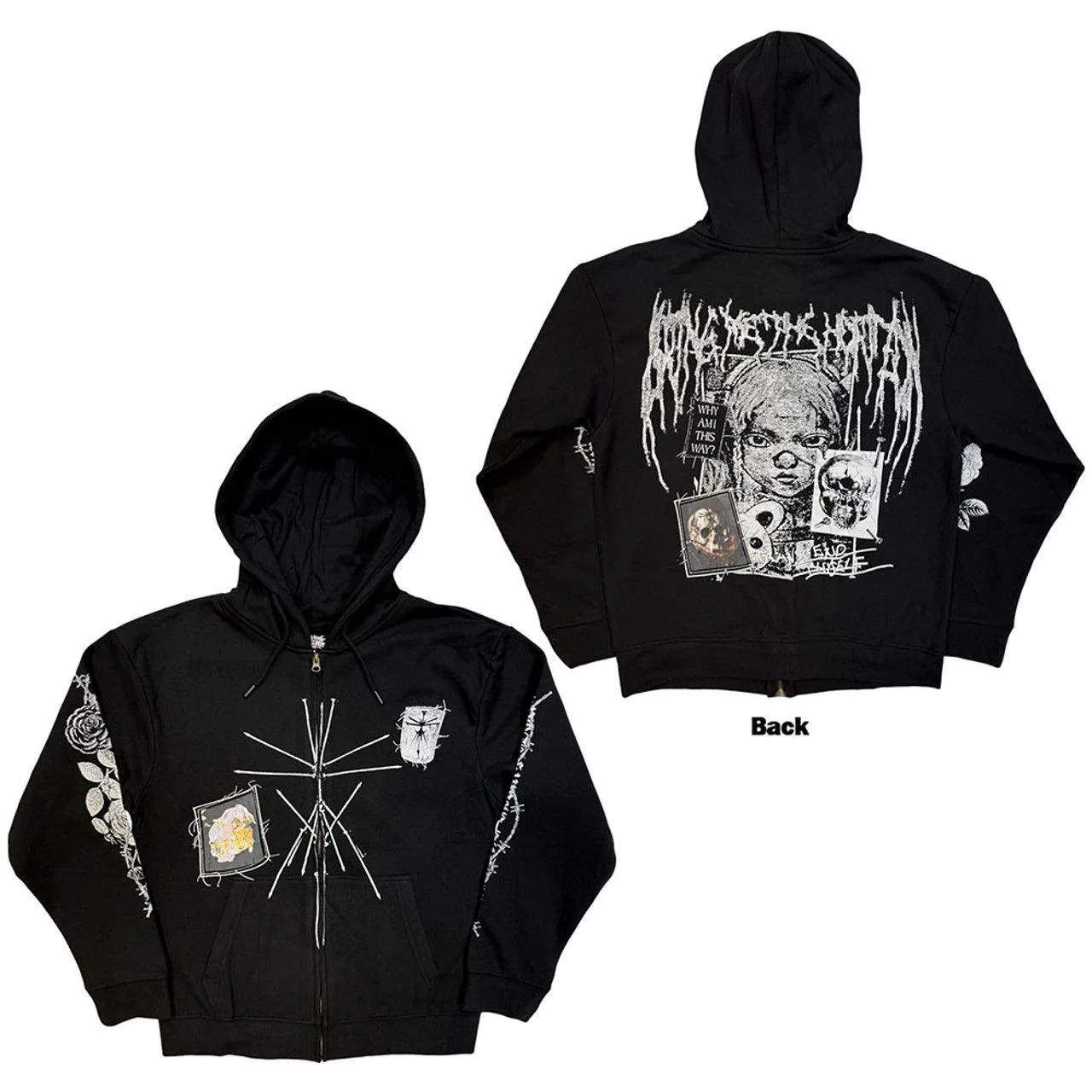 Bring Me The Horizon - Zip Black Hoodie (Nailed Symbol) - 100% Official Merchandise