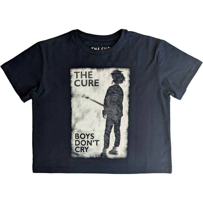 Cure - Boys Don't Cry Womens Navy Crop Top - 100% Official Merchandise