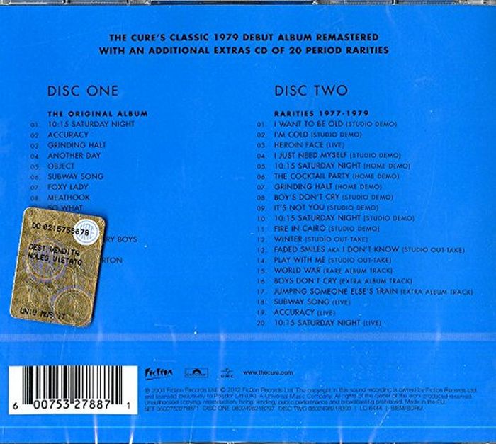Cure - Three Imaginary Boys (2012 Deluxe Ed. 2CD reissue) - CD - New - Image 2
