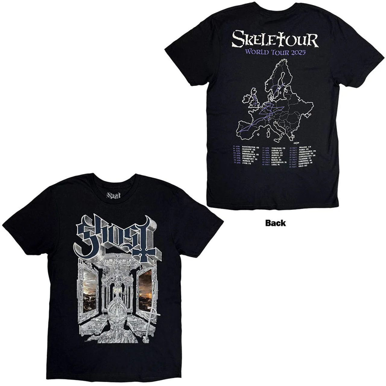 Ghost - Skeleta Album Cover Euro Tour Black Shirt - 100% Official Merchandise