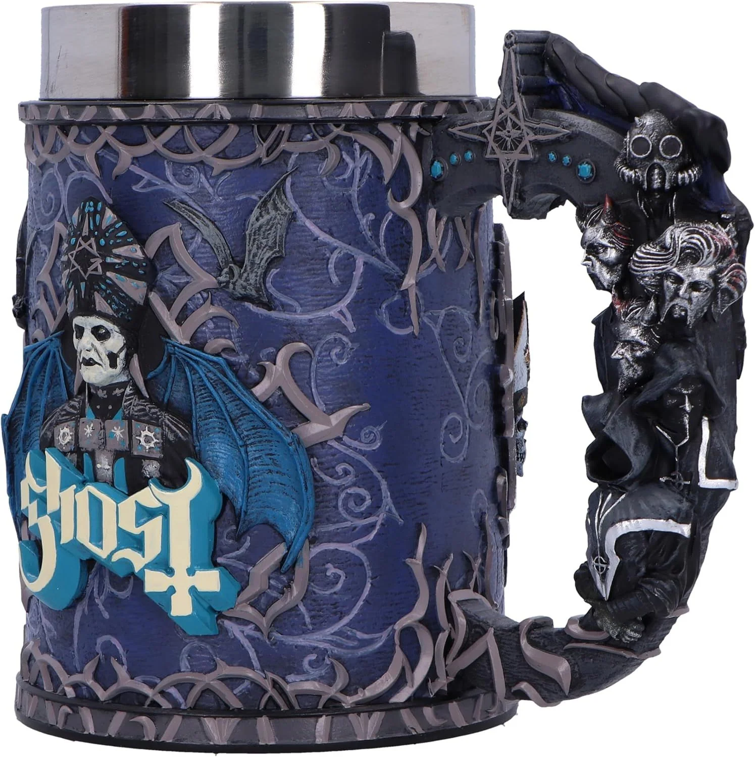 Ghost - Tankard Papa Evolution - Pint (560ml) 14.5cm high quality resin cast w. removable stainless steel insert - Image 2