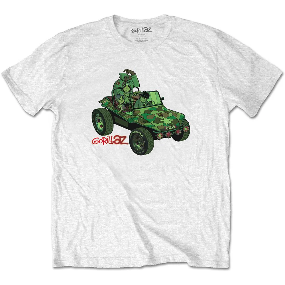 Gorillaz - Jeep White Shirt - 100% Official Merchandise
