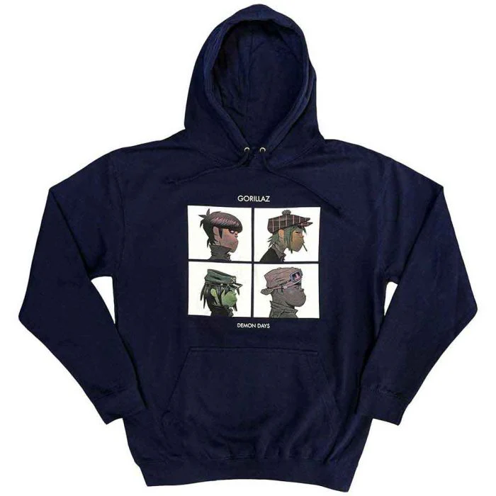 Gorillaz - Pullover Navy Hoodie (Demon Days) - 100% Official Merchandise
