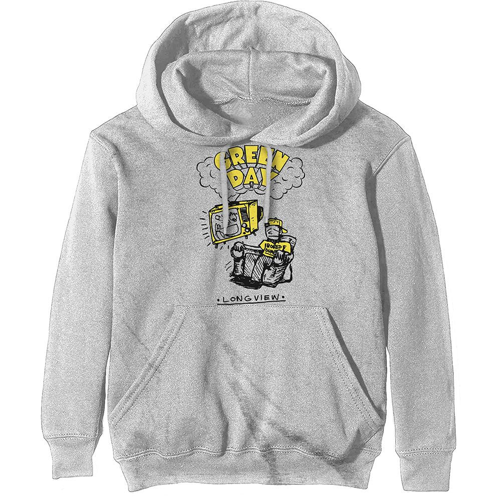 Green Day - Pullover Grey Hoodie (Longview Doodle) - 100% Official Merchandise
