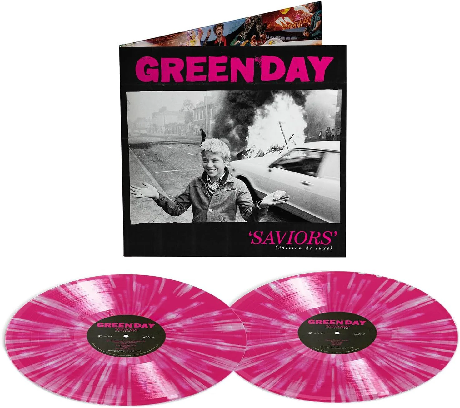 Green Day - Saviors: Edition De Luxe (Ltd. Deluxe Ed. 2025 2LP Hot Pink with White Splatter vinyl gatefold reissue) - Vinyl - New
