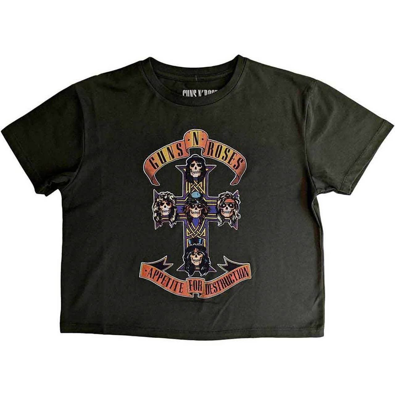 Guns N Roses - Appetite For Destruction Womens Green Crop Top - 100% Official Merchandise