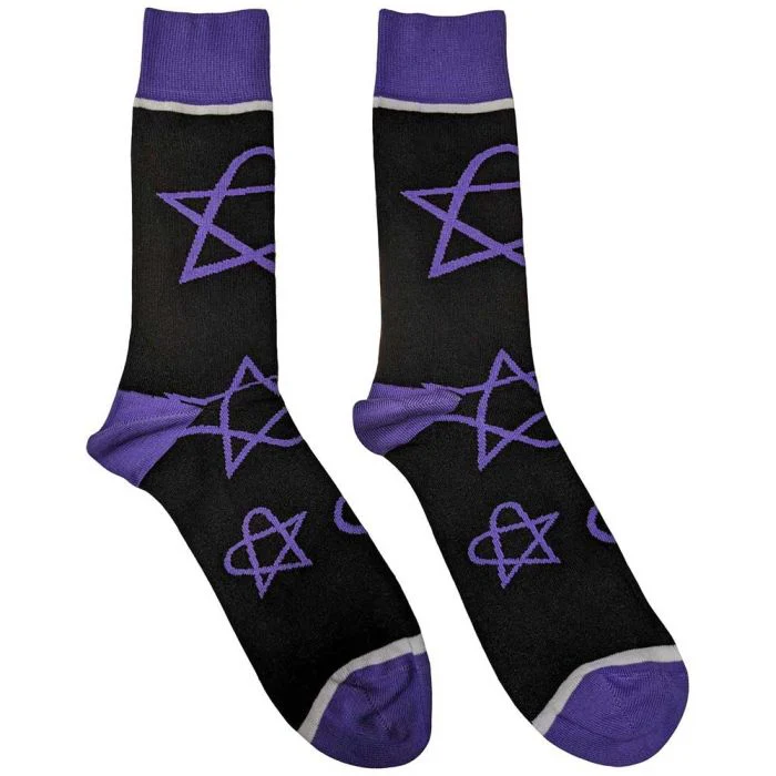 HIM - Crew Socks (Fits Sizes 7 to 11) - Purple Heartagram