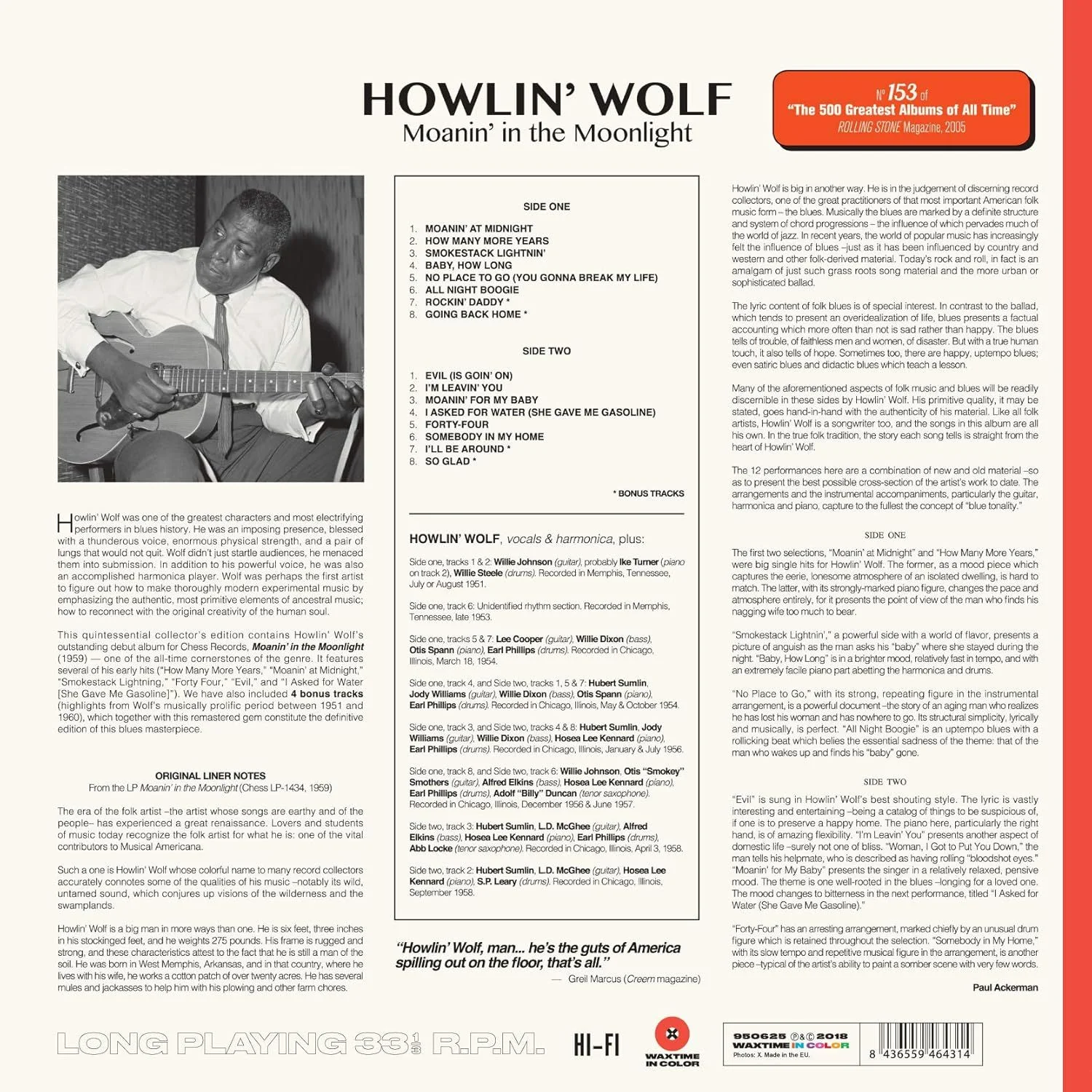 Howlin' Wolf - Moanin' In The Moonlight (Ltd. Ed. 2018 180g Red vinyl reissue) - Vinyl - New - Image 2