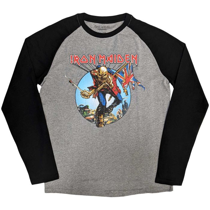 Iron Maiden - Trooper Raglan Grey & Black Shirt - 100% Official Merchandise