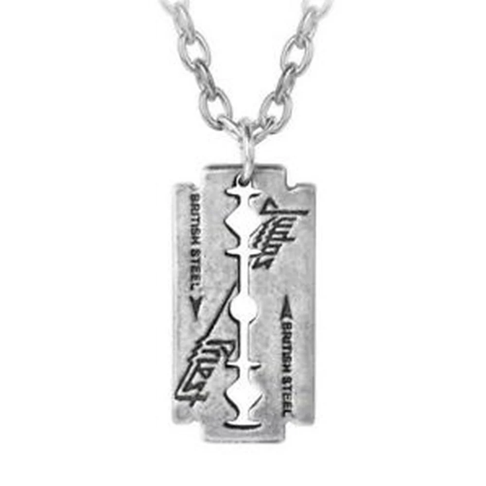 Judas Priest - Pewter Pendant and Chain - Logo Razorblade (30mm x 15mm)