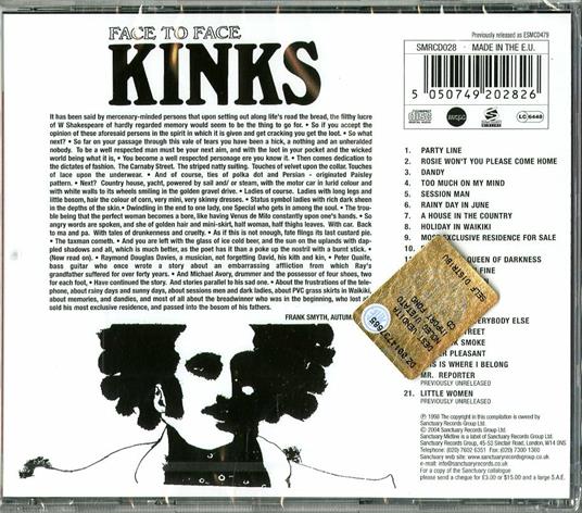 Kinks - Face To Face (2004 remastered reissue with 7 bonus tracks) - CD - New - Image 2