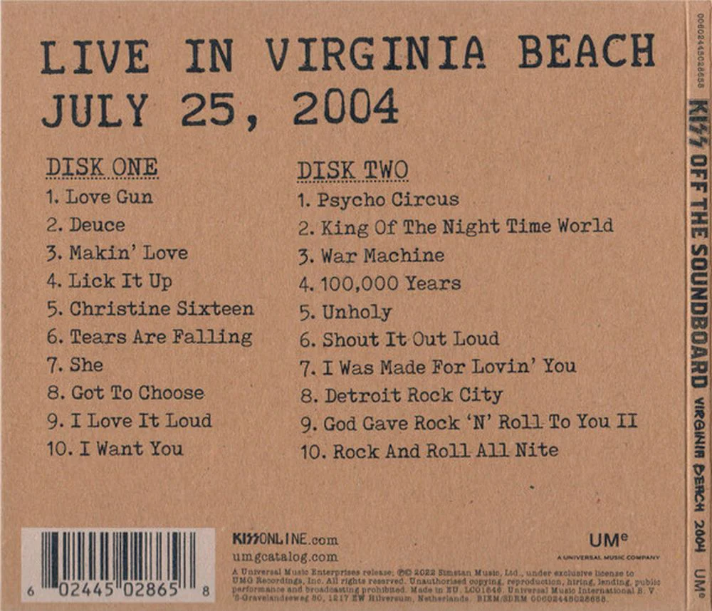 Kiss - Off The Soundboard: Live In Virginia Beach July 25, 2004 (2CD) - CD - New - Image 2