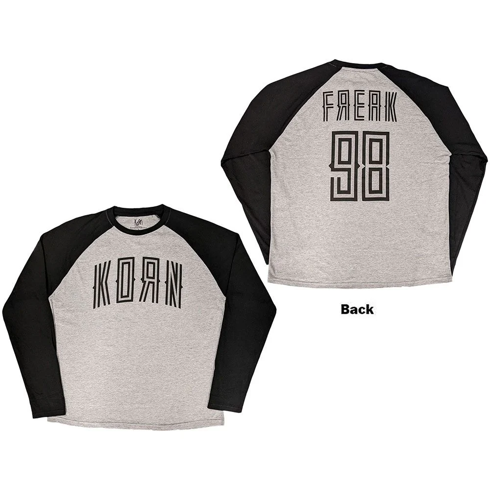 Korn - Freak 98 Raglan Grey and Black Shirt - 100% Official Merchandise