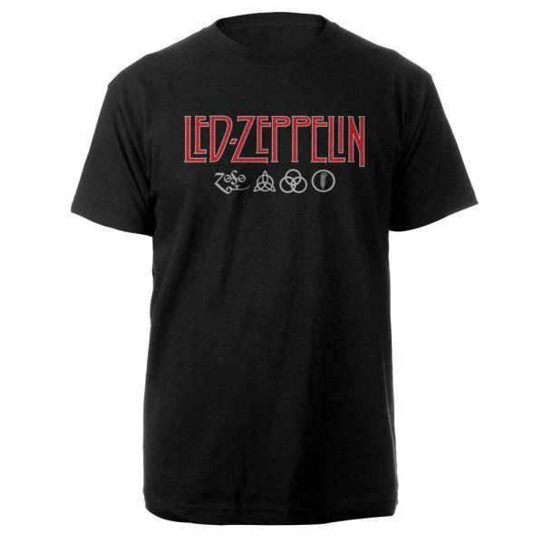 Led Zeppelin - Logo And Symbols Black Shirt - 100% Official Merchandise