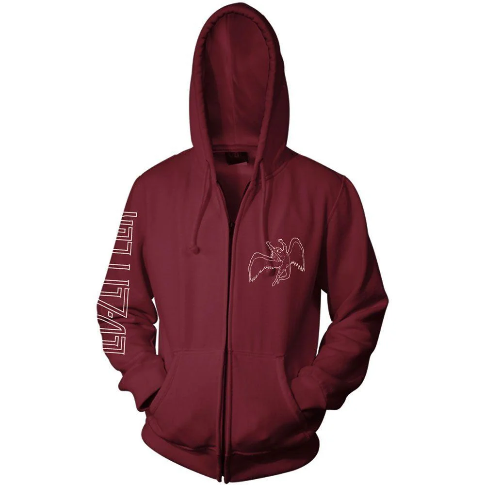 Led Zeppelin - Zip Maroon Hoodie (Symbols) - 100% Official Merchandise - Image 2