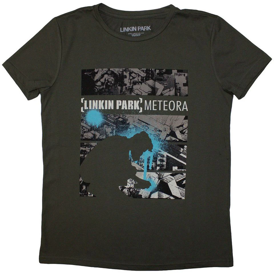 Linkin Park - Meteora Drip Collage Womens Fitted Green Shirt - 100% Official Merchandise