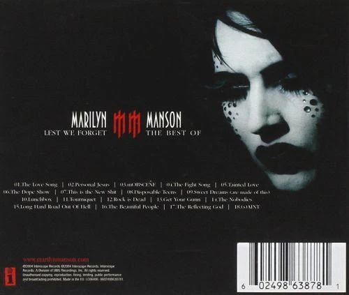 Manson, Marilyn - Lest We Forget - The Best Of Marilyn Manson (Euro. Ed. with bonus track) - CD - New - Image 2