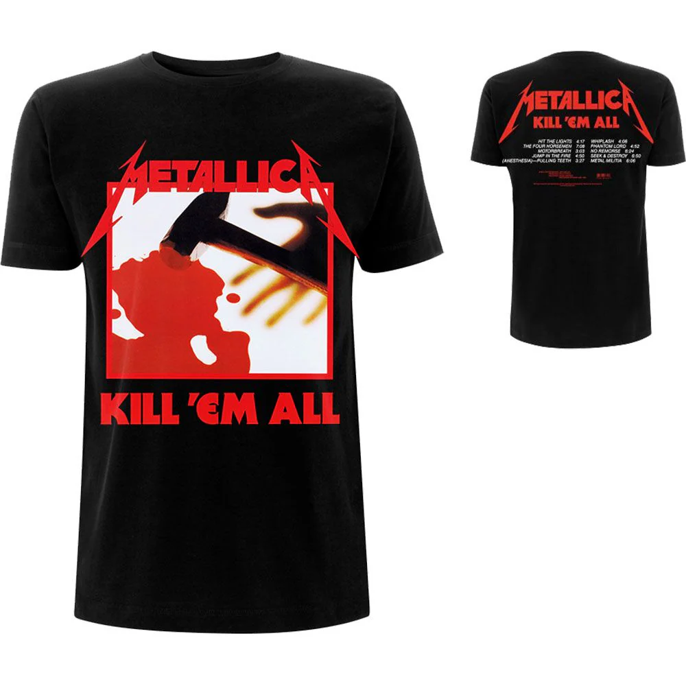 Metallica - Kill 'Em All Tracklist Black Shirt - 100% Official Merchandise
