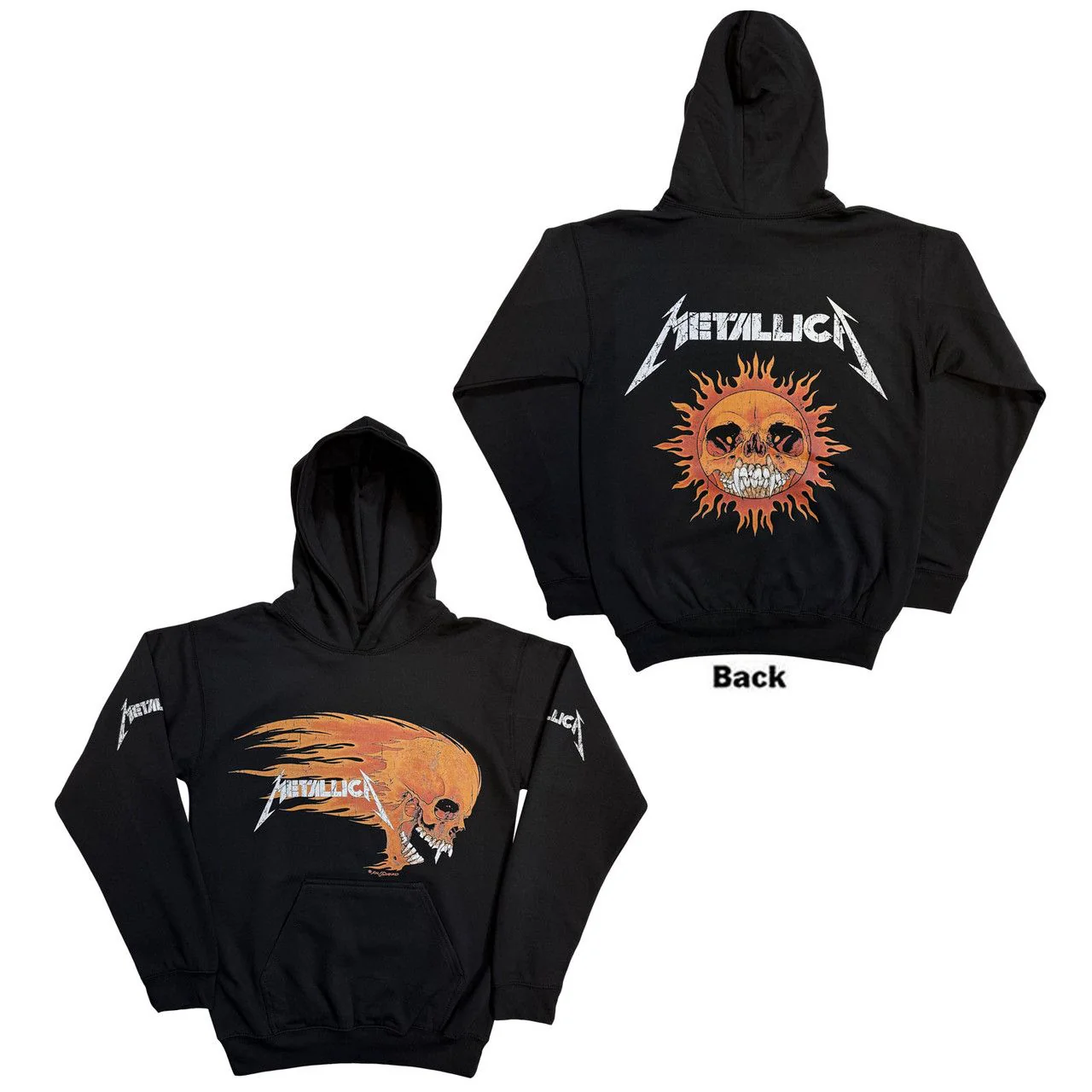 Metallica - Pullover Black Hoodie (Flaming Skull) - 100% Official Merchandise