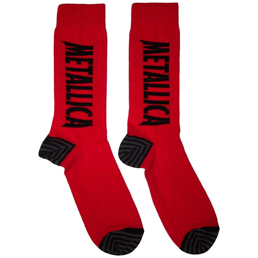 Metallica - Red Crew Socks (Fits Sizes 7 to 11) - Stressed Logo