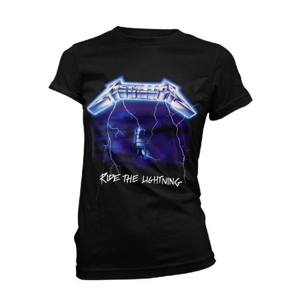 Metallica - Ride The Lightning Tracks Womens Fitted Black Shirt - 100% Official Merchandise