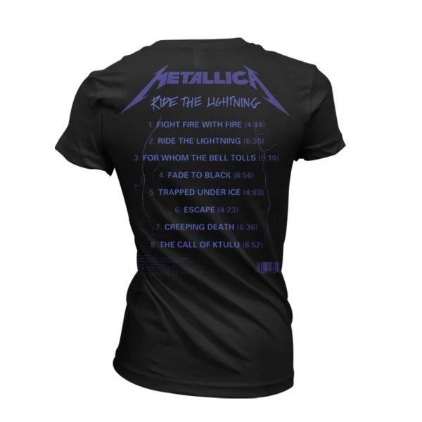 Metallica - Ride The Lightning Tracks Womens Fitted Black Shirt - 100% Official Merchandise - Image 2