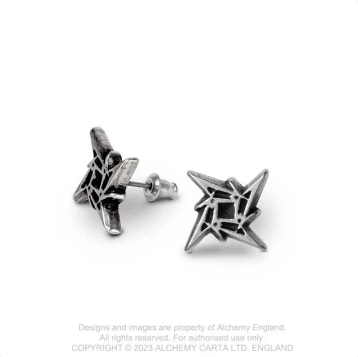 Metallica - Stud Earrings Pair Polished Pewter (Ninja Star)