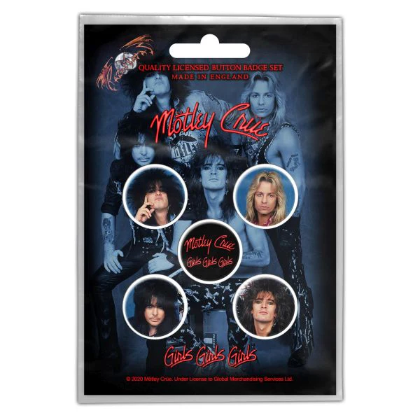 Motley Crue - 5 x 2.5cm Button Set - Girls Girls Girls