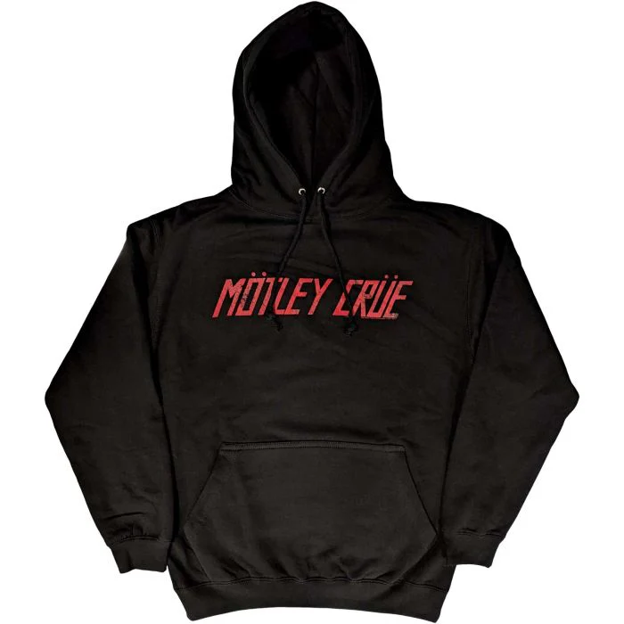 Motley Crue - Pullover Black Hoodie (Distressed Logo) - 100% Official Merchandise