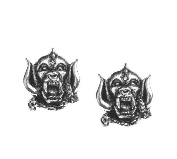 Motorhead - Stud Earrings Pair Polished Pewter (Warpig)