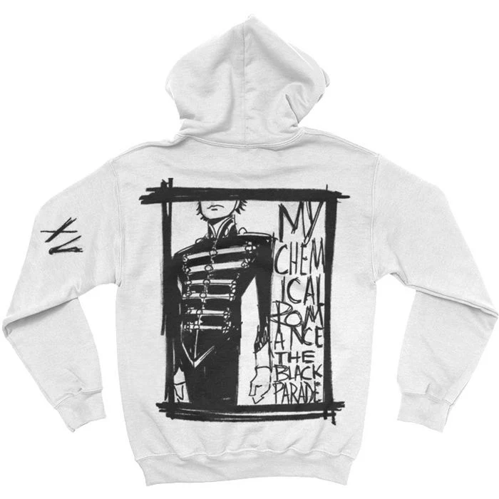 My Chemical Romance - Pullover White Hoodie (The Black Parade Marching Frame) - 100% Official Merchandise - Image 3