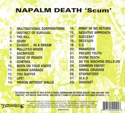 Napalm Death - Scum (2018 FDR rem.) - CD - New - Image 2