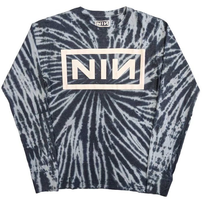 Nine Inch Nails - NIN Tie Dye Wash Blue Long Sleeve Shirt - 100% Official Merchandise