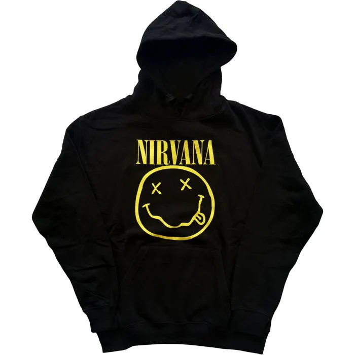 Nirvana - Pullover Black Hoodie (Smiley) - 100% Official Merchandise