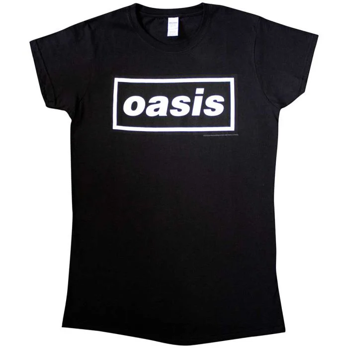 OASIS - Decca Logo Womens Fitted Black Shirt - 100% Official Merchandise