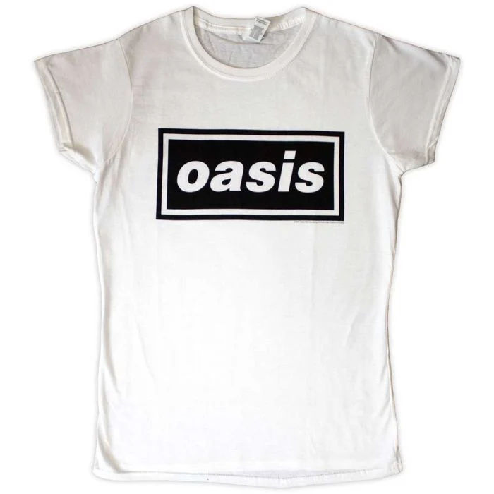 Oasis - Decca Logo Womens Fitted White Shirt - 100% Official Merchandise