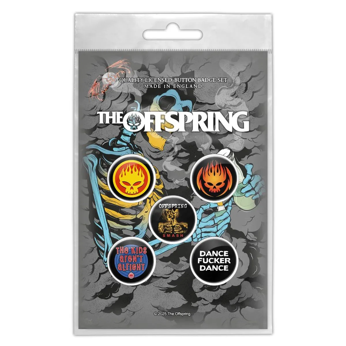 Offspring - 5 x 2.5cm Button Set - Skeleton Molotov