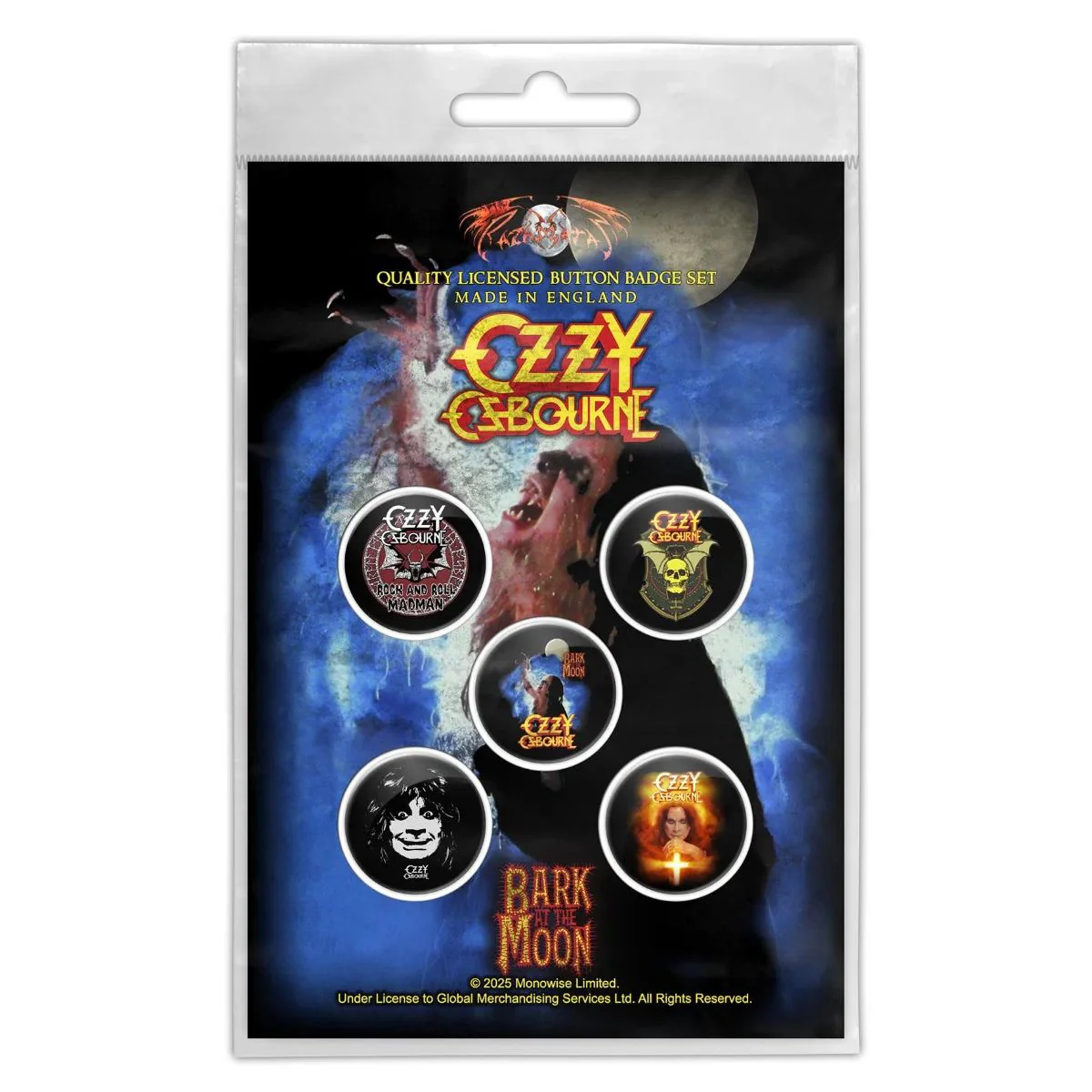 Osbourne, Ozzy - 5 x 2.5cm Button Set - Bark At The Moon