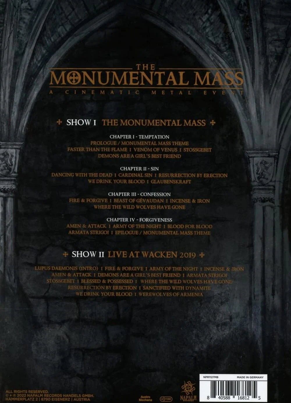 Powerwolf - Monumental Mass, The: A Cinematic Metal Event (DVD/Blu-Ray mediabook) (R0/RA/B/C) - DVD - Music - Image 2