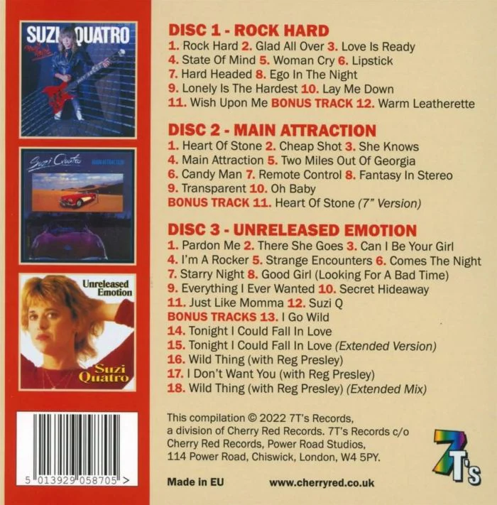 Quatro, Suzi - Albums 1980-86, The (Rock Hard/Main Attraction/Unreleased Emotion) (3CD Box Set with bonus tracks) - CD - New - Image 2