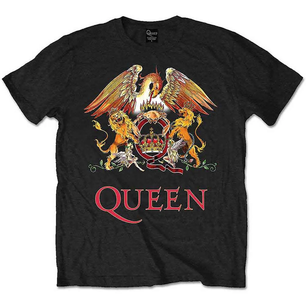 Queen - 3XL, 4XL & 5XL Classic Crest Black Shirt - 100% Official Merchandise