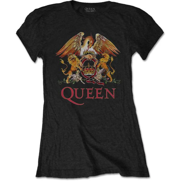 Queen - Classic Crest Womens Fitted Black Shirt - 100% Official Merchandise