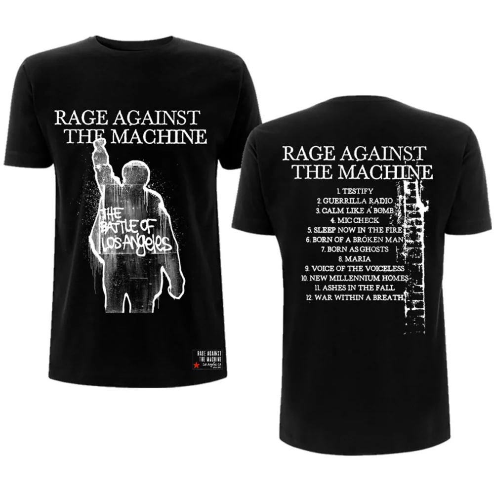 Rage Against The Machine - BOLA Track Listing Black Shirt - 100% Official Merchandise