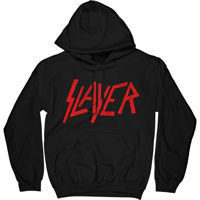 Slayer - Pullover Black Hoodie (Distressed Logo) - 100% Official Merchandise