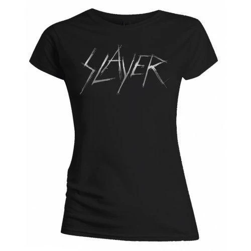Slayer - Scratchy Logo Womens Fitted Black Shirt - 100% Official Merchandise